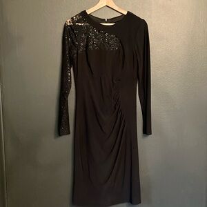 Scarlett Black Lace Sequined Long Sleeve Dress